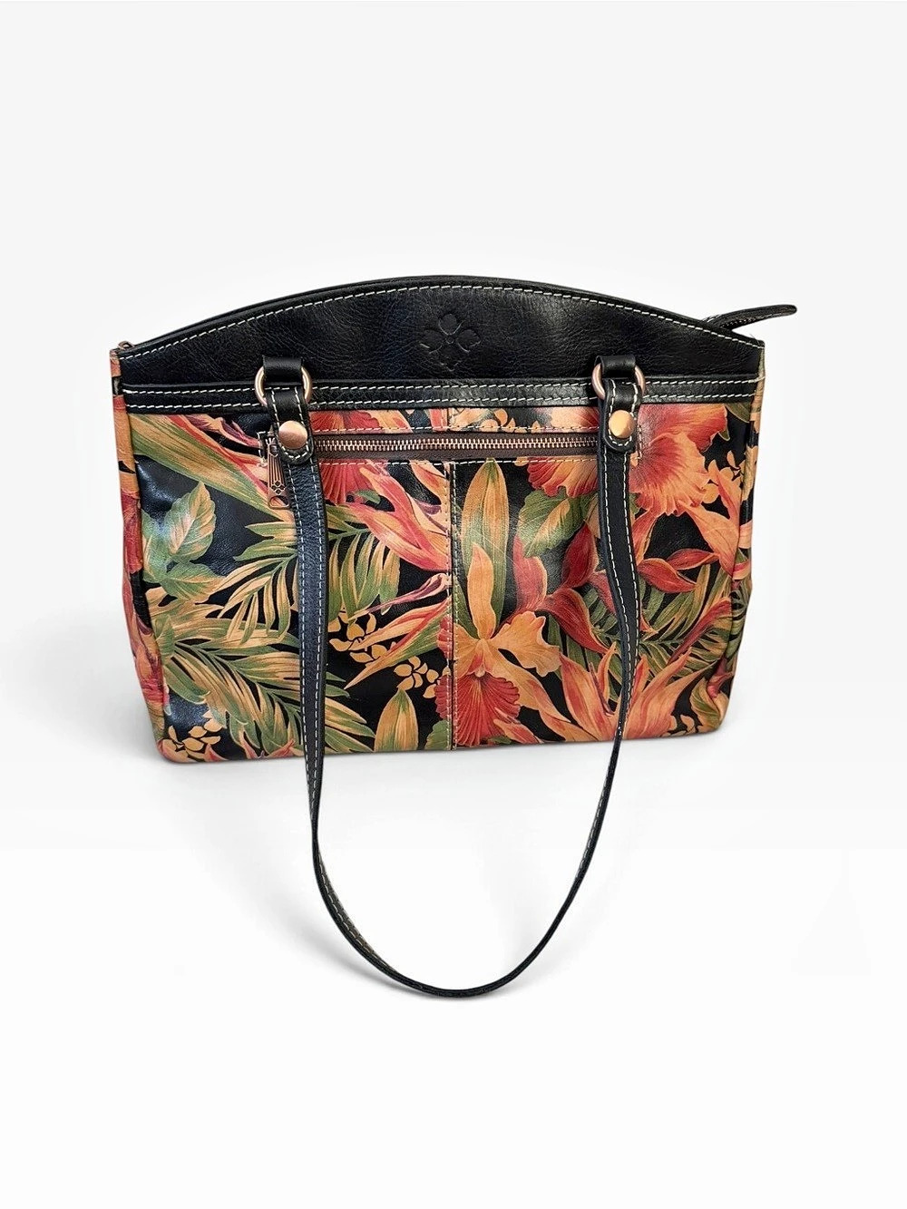 Patricia Nash Poppy Tropical Floral Tote in Black & Multicolor Leather - Picture 3 of 12